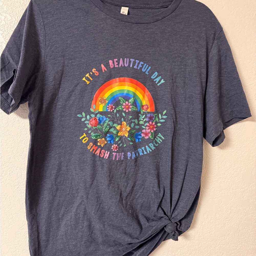 Bella Canvas Charcoal Tee with Rainbow Graphic